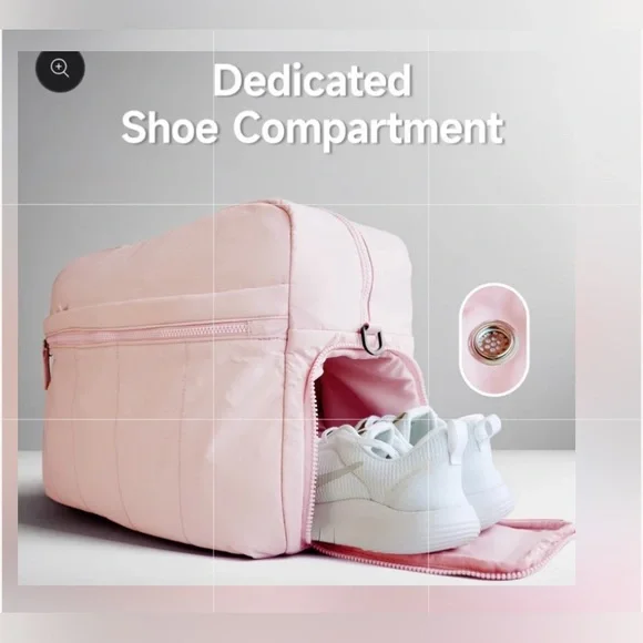 Rolling Bunny Lightweight Gym Bag with Shoe Compartment, Pink - Picture 6 of 10